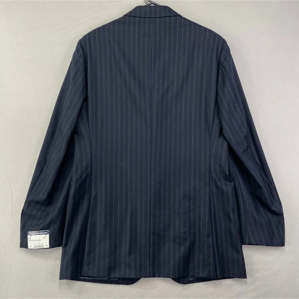 Polo Ralph Lauren Blazer Mens 42L‎ Navy Wool Pinstripe 90s 3-Button Italy $1255